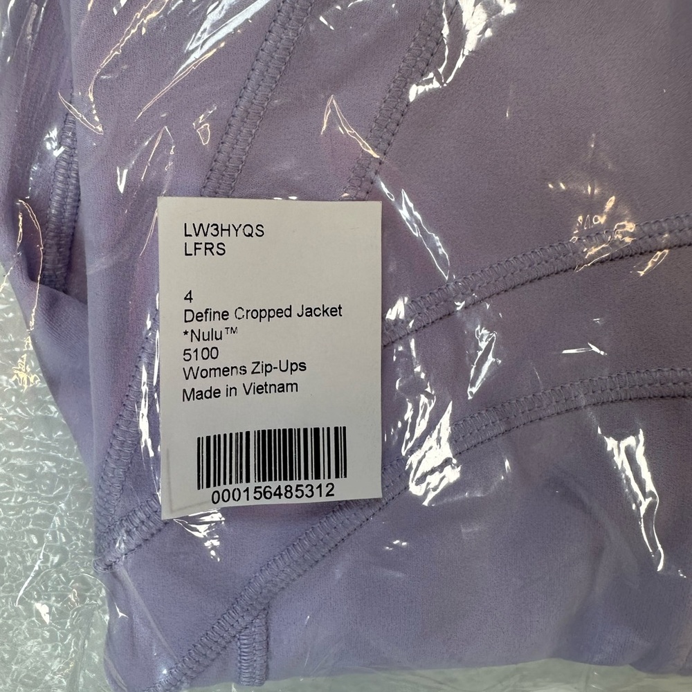 NWT Lululemon 🍋 Cropped Define Jacket Nulu Lavender Frost Size 4 - Picture 7 of 10